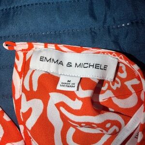 Emma & Michele Vibrant Orange and White Patterned Dress